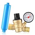 Gulfmew RV Water Pressure Regulator Kit for RV Camper, Inline Water Filter and Adjustable Water Pressure Regulator with 0-140 PSI Gauge, Water Pressure Reducer for Camper Travel Trailer, Garden Hose