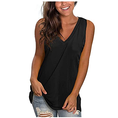KOG Bluse Damen Elegant Ärmellose T-Shirt Shirt Casual Weiß Oberteile mit...