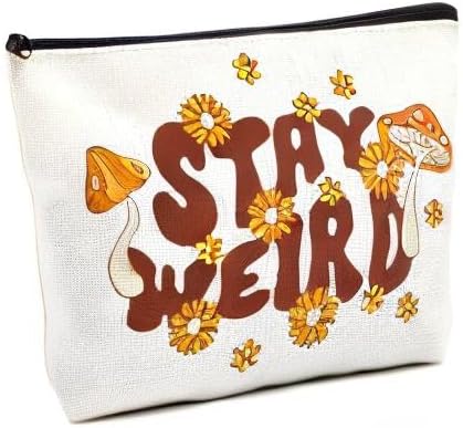 Miniatura 6 de fkovcdy Bolsa de cosméticos retro hippie boho decoración de hongos estética 60's 70's Retro Face Boho Rainbow Good Vibes Frente Cotizaciones Bolsa