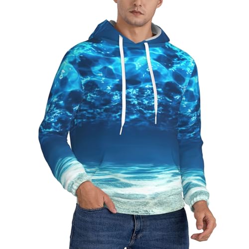 Sweat à capuche homme impression sous-marine avec poche kangourou