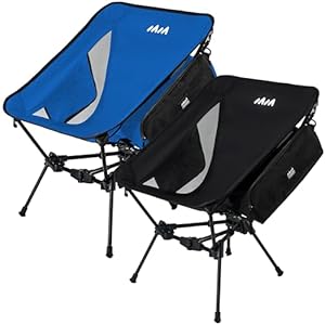 MISSION MOUNTAIN Portable Camping Chair – Ultralight Backpacking Chair, Compact & Lightweight Foldable Chairs for Camping, Hiking, Beach (Black & Blue)