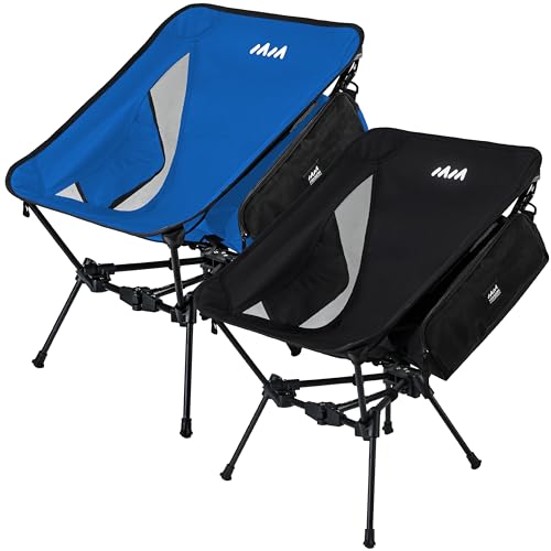 MISSION MOUNTAIN Portable Camping Chair – Ultralight Backpacking Chair, Compact & Lightweight Foldable Chairs for Camping, Hiking, Beach (Black & Blue)