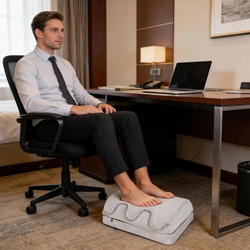 Repose-pieds ergonomique réglable en hauteur avec coussin et poche douce pour bureau et maison