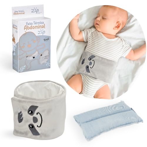 Bolsa Termica Faixa De Sementes Ervas Para Bebe Colica Gases Dor de Barriga (Cinza)