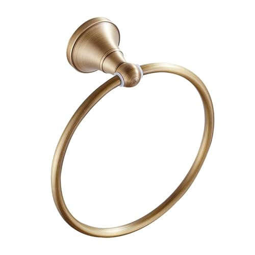 LIFKOME Round Antique Brushed Brass Towel Ring Bathroom Hardware Wall Mounted Towel Rack for Home Hotel School Public Toilets