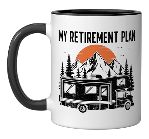 My Retirement Plan RV Camper Sunset Ceramic Mug Black/White