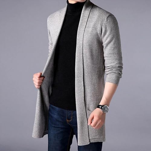 Men's Knitted Cardigan Mid-Length Sweater Shawl Collar Slim Fit Spring Fall Sweater Open Front Casual Solid Sweaters2