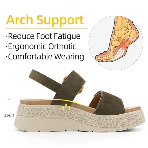 Image of UBFEN Womens Espadrille Platform Sandals Low Wedge Heel - Orthopedic Arch Support, Cushion Insole, Comfortable Dressy Buckle Sandals for Walking and Vacation