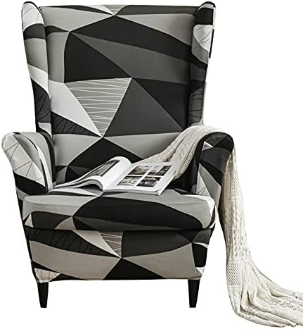 Mingfuxin Stretch Chair Covers for Armchairs,Printed Wing back Armchair Slipcovers,Elastic Jacquard Strapless Armchair Couch Protector for Living Dining Room (Printed # 3771)