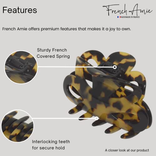 French Amie Flower Bloom Yellow Tokyo 3" Handmade Cellulose Acetate Covered Spring Claw Clips No Slip Grip Hair Clips Claw Clamps For Women And Girls, Made In France (Tokyo) #TOP2
