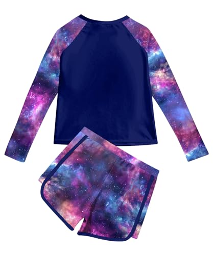 Image of Vogseek Girls Rash Guard Swimsuits 2 Piece Bathing Suit UPF 50+ Summer Swimwear Size 7-12T