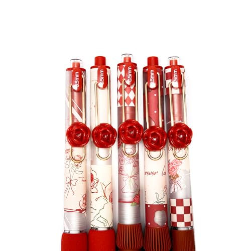 Bolígrafos Gel Retráctiles Flor Roja Set 10 Unidades miniatura 3
