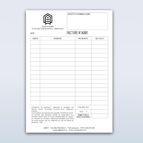Factures - Commandes - Devis >AUTOCOPIANTES< >PERSONNALISÉES< - Lot de 50 feuilles - UTTSCHEID (Personnalisé, 3) – vue 5