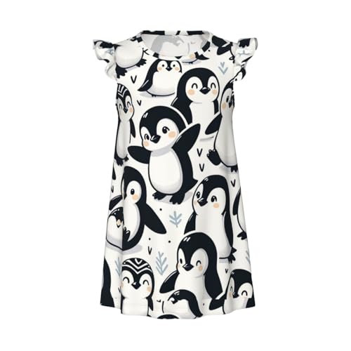 Augenstern Flutter Sleeve Nightgown Cute-Penguins-Dancing Soft Sleepwear Nightdress