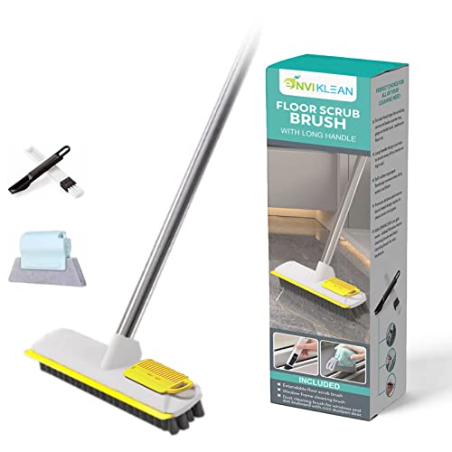ENVIKLEAN Bathroom Cleaning Brush with Wiper 2 in 1 Tiles Cleaning