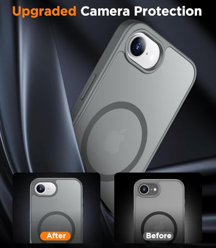 Image of Elzzi Magnetic for iPhone16e /17e Case (Compatible with MagSafe)(Military Grade Drop Protection) Slim Translucent Matte Shockproof with Anti-Fingerprint Phone Case,Grey