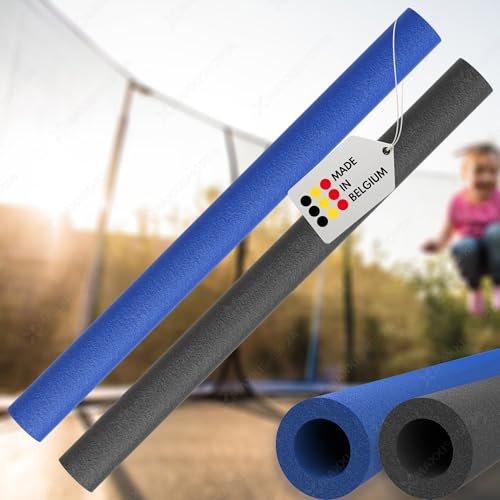 AWM Trampolin Schaumstoff 100 cm Schaumstoffrohre Schaumstoffpolster Stangenschutz Made in EU (Blau + Anthrazit, 4 Stück)