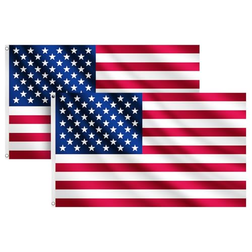 COCOSY 2 bandiere americane – 90 x 150 cm 100% poliestere bandiera USA con occhielli in ottone, resistente alle intemperie e durevole per sport e celebrazioni