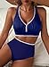 Herseas Bathing Suit for Women Tummy Control Fashion Bestselling Bikini Sets High Waisted Swimsuit 2026 Criss Cross Back 2 Piece Beachwear Outfits Navy Blue