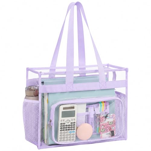 Image of PACKISM Clear Tote Bag for School - Large Heavy Duty Clear Tote for Girls | See Through PVC, Wide Zipper Opening, Front Pocket Keeps Essentials Visible for Students, Class, Work, Daily Carry, Age 12+