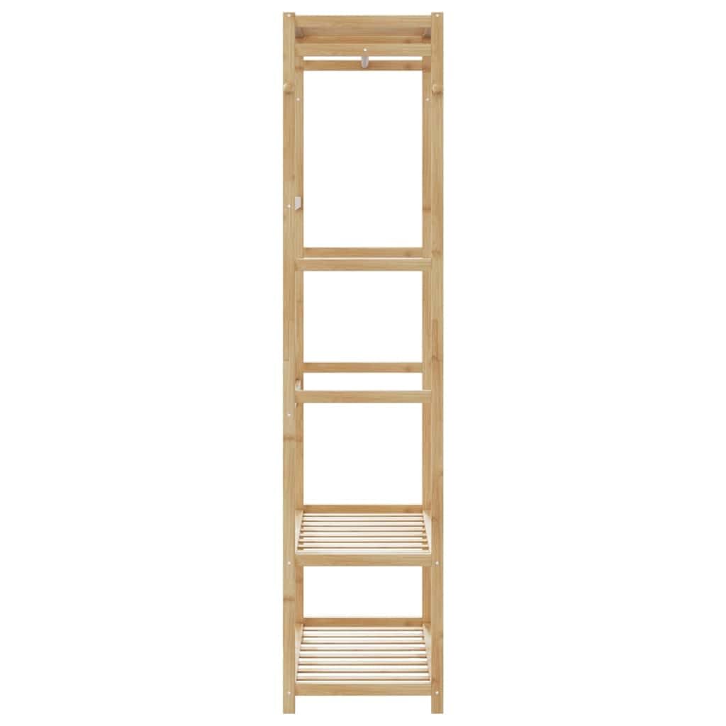 Porte-vêtements en bambou avec étagères - 80 x 40 x 175 cm - Avec tringle à vêtements, porte-vêtements et crochets pour couloir, chambre à coucher, dressing, pour ranger les vêtements et les