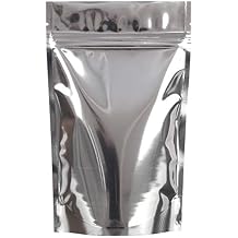 CleverDelights 4oz Silver Stand Up Pouches - 100 Pack - 5" x 8" x 2.5" - Resealable Bag