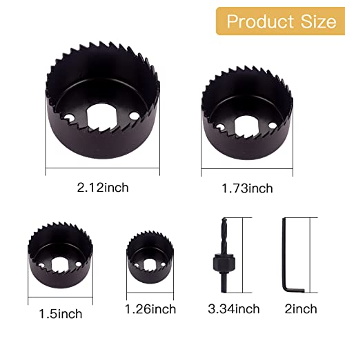 6PCS Hole Saw Kit - Carbon Steel Downlights Holesaw Drill Bit Tools Cutter Set for Wood, Plasterboard, Plastic 2 6PCS Hole Saw Kit - Carbon Steel Downlights Holesaw Drill Bit Tools Cutter Set for Wood, Plasterboard, Plastic - Image 2