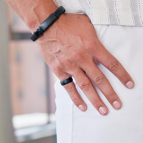 Engravable Black Tungsten Men's 8mm Brushed Ring, ring sizes 8 to 12 - Gifts for Dad4