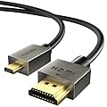 8K HDMI to Micro HDMI Cable 6.6FT, 8K@60Hz, 4K Micro HDMI to HDMI Cable HDR Compatible for DSLR Camera, Raspberry Pi, GoPro Hero to TV, Laptop, Computer, Monitor for Video, Audio, Image, Streaming