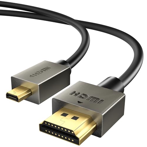 Câble HDMI 8K vers micro HDMI de 2,8 m, 8K @ 60 Hz, câble micro HDMI 4K vers HDMI HDR compatible avec appareil photo reflex numérique, Raspberry Pi, GoPro Hero vers TV, ordinateur portable, ordinateur