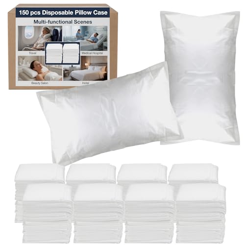 150 Pack Disposable Pillow Cases Covers White Disposable Pillow case Pillowcases Bulk 33.2 x 20.5 Inch for Travel Medical Hospital Hotel Home
