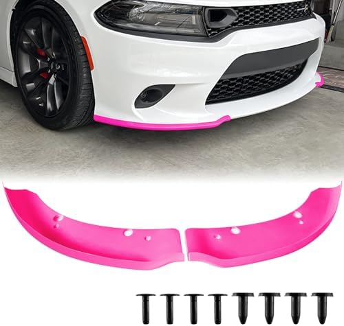 Front Bumper Lip Splitter Protector, Dodge Front Splitter Dedicated to 2015-2023 2024 Dodge Charger Hellcat/SRT 392/Scat Pack/RT Scat Pack 2019-2023 2024 Charger GT/RT (Pink)