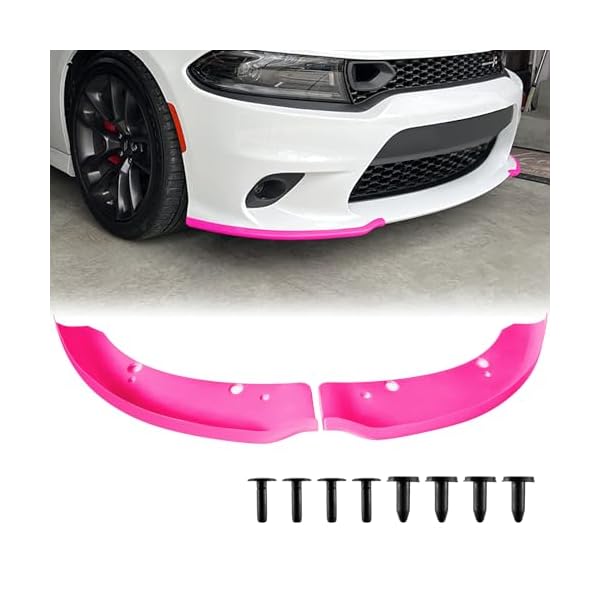 Front Bumper Lip Splitter Protector, Dodge Front Splitter Dedicated to 2015-2023 Dodge Charger SRT 392/Scat Pack/RT Scat Pack 2019-2023 Charger GT/RT (Pink)
