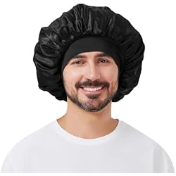 Satin Bonnet for Men, Silk Bonnet for Sleeping with Wide Band, Soft Hair Bonnets for Natural Curly Hair Braids