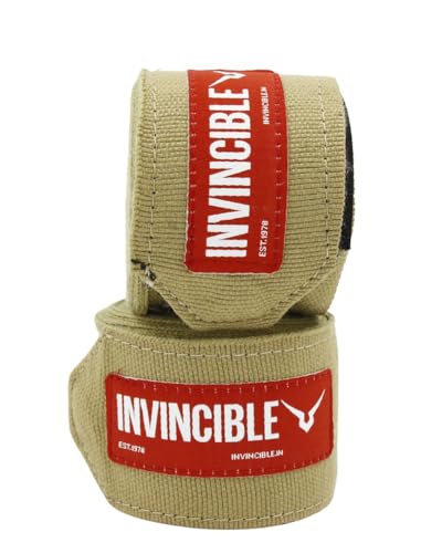 Image of INVINCIBLE Nylon Mexican Style Semi-Stretch Pink Animal Printed Hand Wraps (Beige, 4.5 Meter)