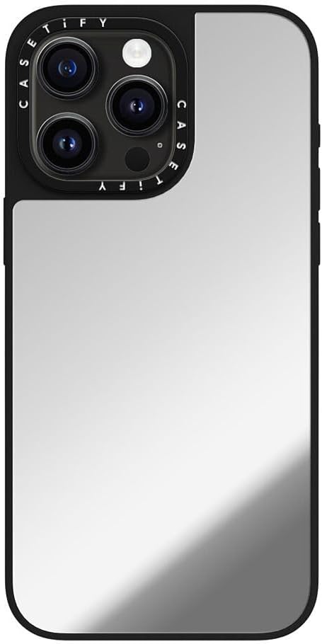 CASETiFY Mirror iPhone 15 Pro Max Case [Reflective / 4.9ft Drop Protection/Compatible with Magsafe] - Silver On Black - Image 4