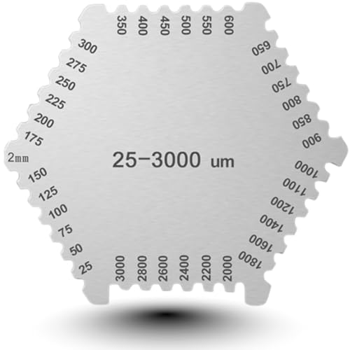 Jadeshay Wet Film Comb,25-3000um High Precision Stainless Steel Wet Film Comb Thickness Gauge Hexagonal with Black Case for Paint and Coating Thickness Measurement