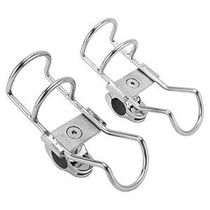 YaeMarine 2-Pack Stainless Rail Mounted Clamp on Rod Holder Double Wire Stainless Steel for Fishing Boat Kayak
