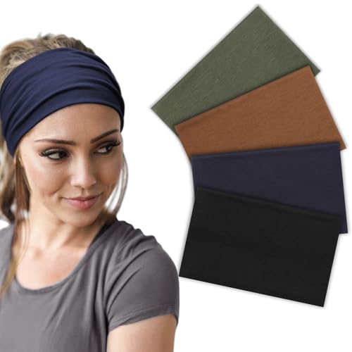 Image of DRESHOW 4 Pack Turban Headbands for Women Wide Vintage Head Wraps Knotted Cute Hair Band Accessories