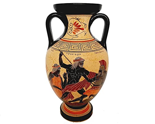 Anfora in ceramica, arte classica, tornita, dipinta a mano, cotta in forno, realizzata e dipinta a mano in Grecia