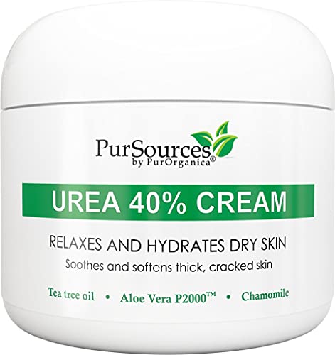 PurOrganica Urea 40 Percent Foot Cream - With Pumice Stone and Brush - Callus Remover - Moisturizes & Rehydrates Thick, Cracked, Rough, Dead & Dry Skin - For Feet, Elbows and Hands - 4 oz