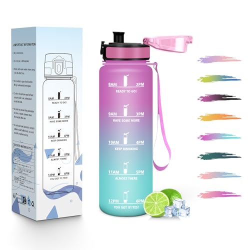 HoneyHolly Trinkflasche Kinder 500ML, Wiederverwendbar Mit Zeitskala, Wasserflasche, Auslaufsicher Sportflasche, Trinkflasche Sport für Laufen, Radfahren, Arbeiten, Schule, Fitnessstudio