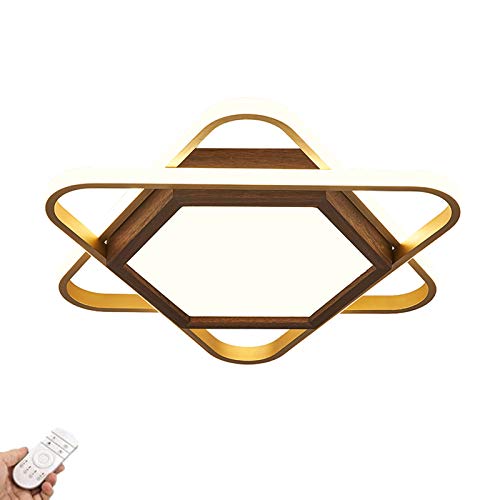 Plafonnier LED couleur de noix géométrique ultra fin 6cm en bois
