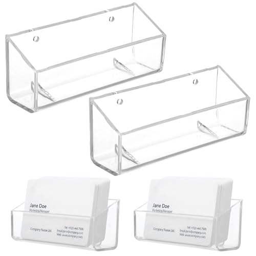 Yolev 2 Pcs Acrylic Business Card Holder Wall Mount Clear