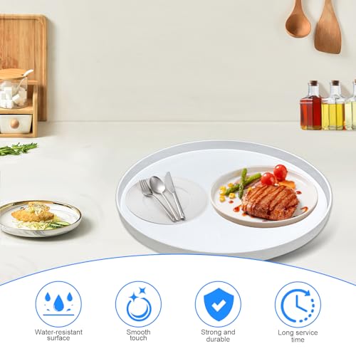 2 Stück Deko Tablett Rund, Dekoschale Weiß 30 cm Tortenplatte Dekotablett Serviertablett Kerzentablett Badezimmer Tablett