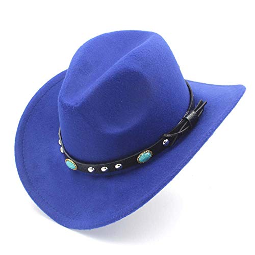 Womens Fashion Western Cowboy Hat with Roll Up Brim Felt Cowgirl Sombrero Capsï¼ˆ56-58CMï¼‰