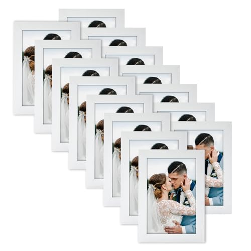 HORLIMER 15er Set Bilderrahmen 10x15 Weiß, MDF Fotorahmen Collage für 15x10 cm Fotos und Bilder, Elegante und Moderne Rahmen für Wand- und Tischaufstellung