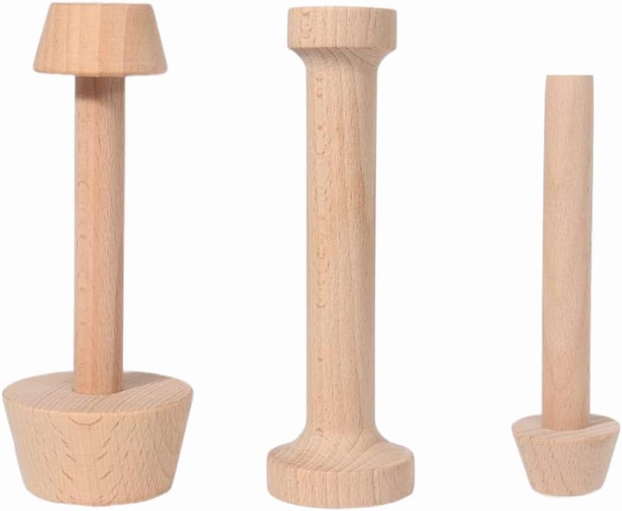 Wooden Tart Tamper Set, Double Side Pie Pastry Dough Tamper