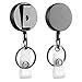 2 Pack Mini Heavy Duty Retractable Badge Holder Reel, Will Well Metal ID Badge Holder with Belt Clip Key Ring for Name Card Keychain [All Metal Casing, 23.6" Steel Wire Cord, Reinforced Id Strap]