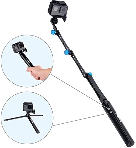 Smatree X1S Aluminium Foldable Pole with Tripod Stand for GoPro Hero Max,GoPro Fusion, GoPro Hero 2018, GoPro Hero 11/10/9/8/7/6/5/4/3/2/1, DJI Osmo Action 2 and Logitech Webcam C925e C922x